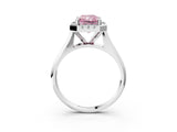 White gold Fancy Pink Radiant  Cut Halo Solitaire Engagement Ring with Square Band and Four-Prong Setting_230