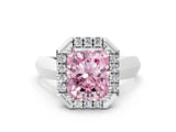 White gold Fancy Pink Radiant  Cut Halo Solitaire Engagement Ring with Square Band and Four-Prong Setting_84