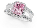 White gold Fancy Pink Radiant  Cut Halo Split Shank Diamond Ring with Four-Prong Setting_46