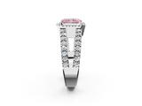 White gold Fancy Pink Radiant  Cut Halo Split Shank Diamond Ring with Four-Prong Setting_47