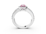 White gold Fancy Pink Radiant  Cut Halo Split Shank Diamond Ring with Four-Prong Setting_48