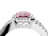 White gold Fancy Pink Radiant  Cut Halo Split Shank Diamond Ring with Four-Prong Setting_49