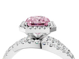 White gold Fancy Pink Radiant  Cut Halo Split Shank Prong Setting Ring_30