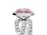White gold Fancy Pink Radiant  Cut Halo Split Shank Prong Setting Ring_31