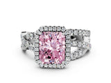 White gold Fancy Pink Radiant  Cut Halo Split Shank Prong Setting Ring_38