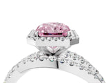 White gold Fancy Pink Radiant  Cut Halo Split Shank Prong Setting Ring_42