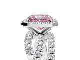 White gold Fancy Pink Radiant  Cut Halo Split Shank Prong Setting Ring_43