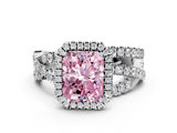 White gold Fancy Pink Radiant  Cut Halo Split Shank Prong Setting Ring_58