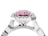 White gold Fancy Pink Radiant Cut Halo Twist Band with Four-Prong Setting_4