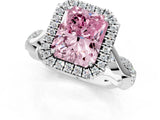 White gold Fancy Pink Radiant Cut Halo Twist Band with Four-Prong Setting_74
