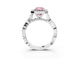 White gold Fancy Pink Radiant Cut Halo Twist Band with Four-Prong Setting_75