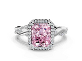 White gold Fancy Pink Radiant  Cut Halo Twisted Band Four-Prong Ring_20