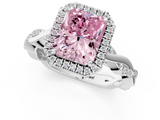 White gold Fancy Pink Radiant  Cut Halo Twisted Band Four-Prong Ring_21