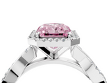 White gold Fancy Pink Radiant  Cut Halo Twisted Band Four-Prong Ring_24