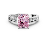 White gold Fancy Pink Radiant  Cut Milgrain Channel Set Engagement Ring with Solitaire Prong Setting_48