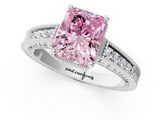 White gold Fancy Pink Radiant  Cut Milgrain Channel Set Engagement Ring with Solitaire Prong Setting_50