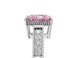 White gold Fancy Pink Radiant  Cut Milgrain Channel Set Engagement Ring with Solitaire Prong Setting_53