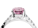 White gold Fancy Pink Radiant  Cut Pavé Band Solitaire Ring with Four-Prong Setting_25