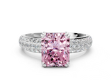 White gold Fancy Pink Radiant  Cut Pave Diamond Engagement Ring with Channel Set Band and Four-Prong Setting_20