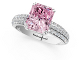 White gold Fancy Pink Radiant  Cut Pave Diamond Engagement Ring with Channel Set Band and Four-Prong Setting_21