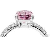 White gold Fancy Pink Radiant  Cut Pave Diamond Engagement Ring with Channel Set Band and Four-Prong Setting_24