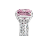 White gold Fancy Pink Radiant  Cut Pave Diamond Engagement Ring with Channel Set Band and Four-Prong Setting_25