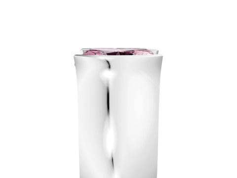 White gold Fancy Pink Radiant Cut Solitaire Bezel Set Diamond Ring with Wide Band_17