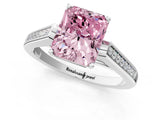 White gold Fancy Pink Radiant Cut Solitaire Cathedral Diamond Engagement Ring with Channel-Set Band and Four-Prong Setting_16