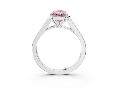 White gold Fancy Pink Radiant Cut Solitaire Cathedral Diamond Engagement Ring with Channel-Set Band and Four-Prong Setting_6