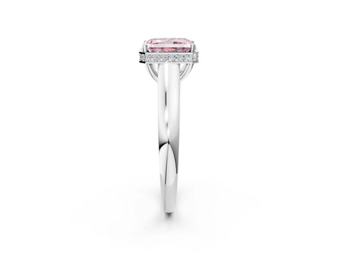 White gold Fancy Pink Radiant Cut Solitaire Diamond Engagement Ring with Four-Prong Setting and Tapered Band_14