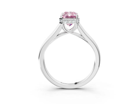 White gold Fancy Pink Radiant Cut Solitaire Diamond Engagement Ring with Four-Prong Setting and Tapered Band_15