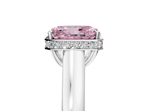 White gold Fancy Pink Radiant Cut Solitaire Diamond Engagement Ring with Four-Prong Setting and Tapered Band_17