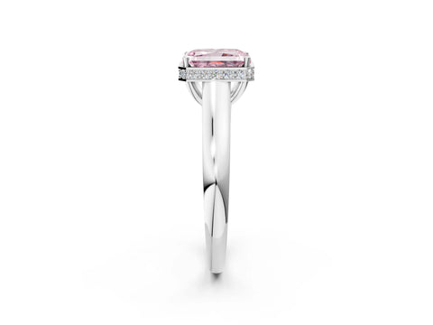 White gold Fancy Pink Radiant Cut Solitaire Diamond Engagement Ring with Four-Prong Setting and Tapered Band_2