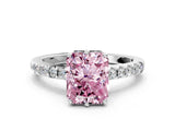 White gold Fancy Pink Radiant Cut Solitaire Diamond Engagement Ring with Pavé Band and Six-Prong Setting_12