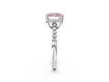 White gold Fancy Pink Radiant Cut Solitaire Diamond Engagement Ring with Pavé Band and Six-Prong Setting_14