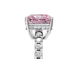 White gold Fancy Pink Radiant Cut Solitaire Diamond Engagement Ring with Pavé Band and Six-Prong Setting_17
