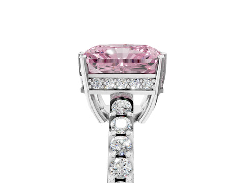 White gold Fancy Pink Radiant Cut Solitaire Diamond Engagement Ring with Pavé Band and Six-Prong Setting_17