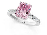 White gold Fancy Pink Radiant Cut Solitaire Diamond Engagement Ring with Pavé Band and Six-Prong Setting_19