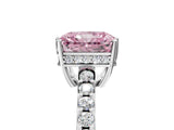 White gold Fancy Pink Radiant Cut Solitaire Diamond Engagement Ring with Pavé Band and Six-Prong Setting_21
