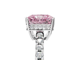 White gold Fancy Pink Radiant Cut Solitaire Diamond Engagement Ring with Pavé Band and Six-Prong Setting_29