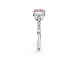 White gold Fancy Pink Radiant Cut Solitaire Diamond Engagement Ring with Pavé Band and Six-Prong Setting_30