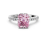 White gold Fancy Pink Radiant Cut Solitaire Diamond Engagement Ring with Pavé Band and Six-Prong Setting_30