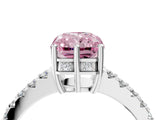 White gold Fancy Pink Radiant Cut Solitaire Diamond Engagement Ring with Pavé Band and Six-Prong Setting_34
