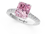 White gold Fancy Pink Radiant  Cut Solitaire Diamond Engagement Ring with Pave Band and Four-Prong Setting_150