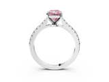 White gold Fancy Pink Radiant  Cut Solitaire Diamond Engagement Ring with Pave Band and Four-Prong Setting_152