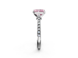 White gold Fancy Pink Radiant  Cut Solitaire Diamond Engagement Ring with Pave Band and Four-Prong Setting_155