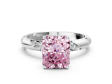 White gold Fancy Pink Radiant Cut Solitaire Diamond Engagement Ring with Twisted Pave Band and Four-Prong Setting_91