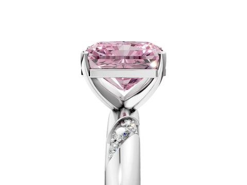 White gold Fancy Pink Radiant Cut Solitaire Diamond Engagement Ring with Twisted Pave Band and Four-Prong Setting_94