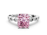 White gold Fancy Pink Radiant Cut Solitaire Diamond Ring with Infinity Twist Band and Four-Prong Setting_12