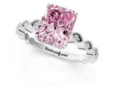 White gold Fancy Pink Radiant Cut Solitaire Diamond Ring with Infinity Twist Band and Four-Prong Setting_13